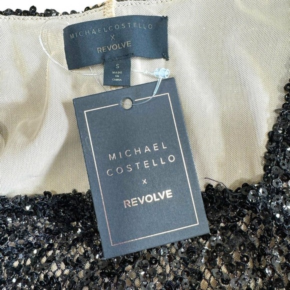 Michael Costello X Revolve Nadiya Top In Black Sequins Party Sexy Sz Small - Picture 10 of 12